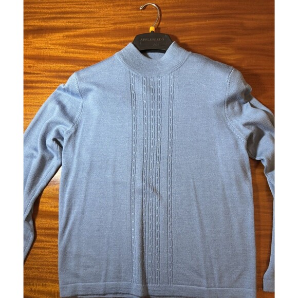 Appleseeds Wool Blazer Sweater Set Women's 14/M Cornflower Blue‎ Turtleneck EUC - Picture 10 of 10